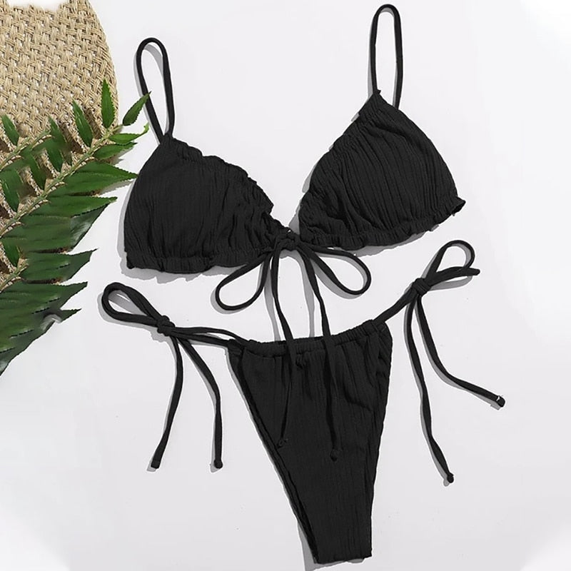 Para Praia Sexy Bikini Brazilian Swimsuit Women Bandage Swimwear Thong Bikini Set