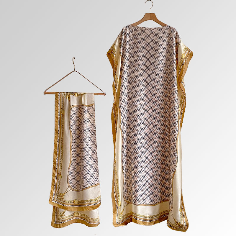 Beach vacation simulation silk scarf cover up brocade sun protection clothing women's shawl