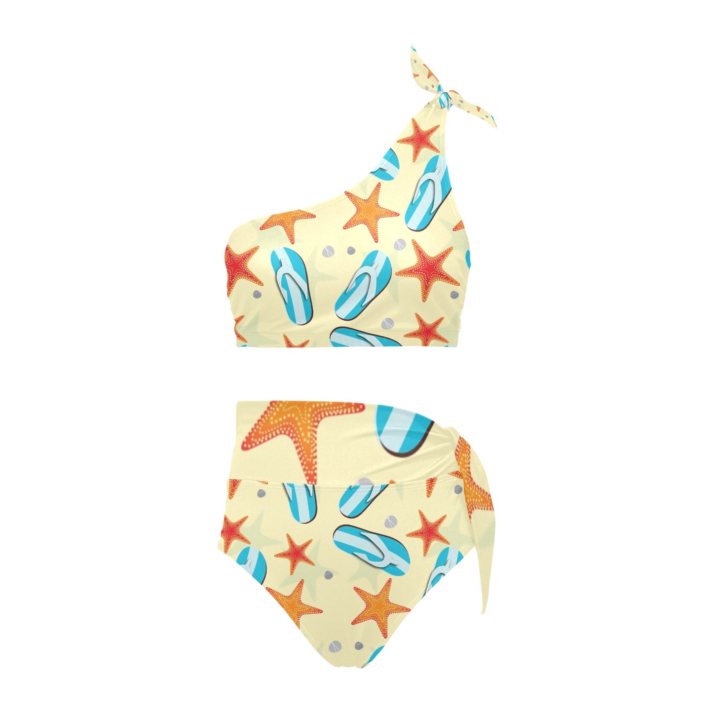 High Waisted One Shoulder Bikini Set (S16)
