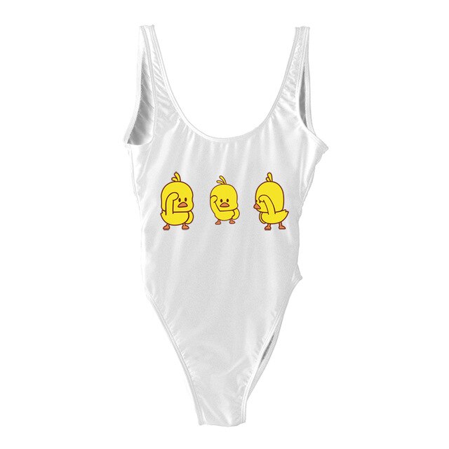 Arrival Yellow Duck Swimsuit One Piece Women Sexy Bodysuit Back Bathing Suit Monokini Beachwear Girls