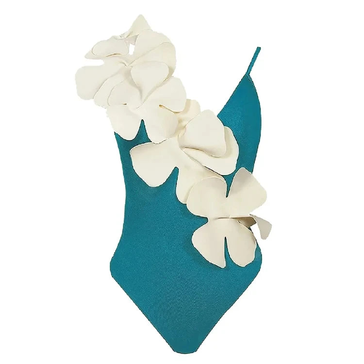 Sexy One Piece Swimsuit Solid 3D Flower Summer Women Swimwear Beachwear Luxury Monokini Bathing Suit tankini monokini