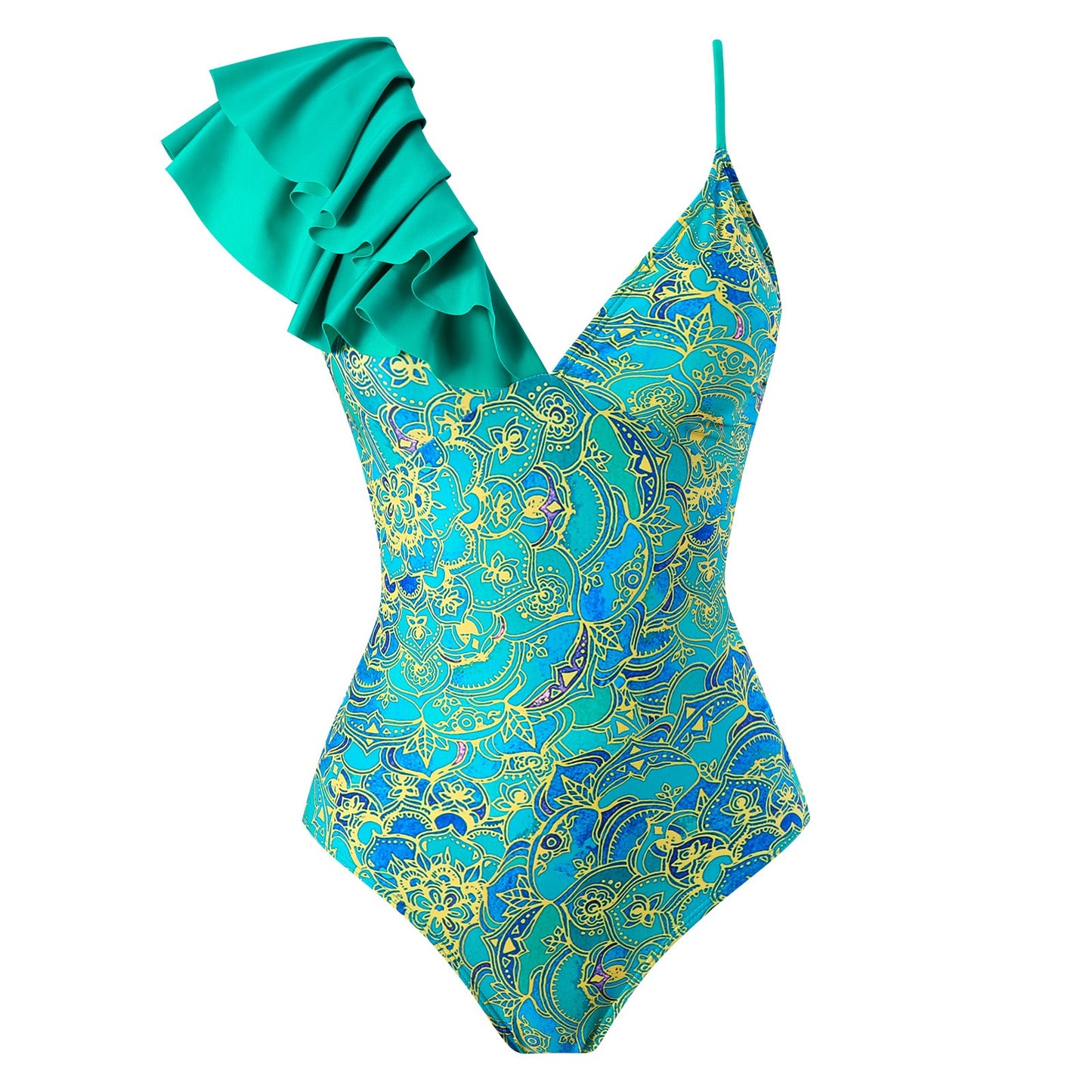 New Ruffles One-piece Swimwear Cover Up Women's Beach Vacation Suit Skirt Fashion Split Swimsuit Bikins