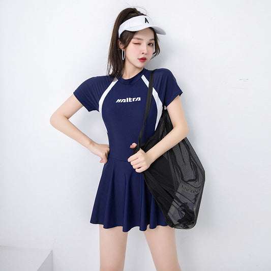 One-Piece Swimsuit Women's Summer Conservative And Slim New Skirt-Style Student Sports Swimwear