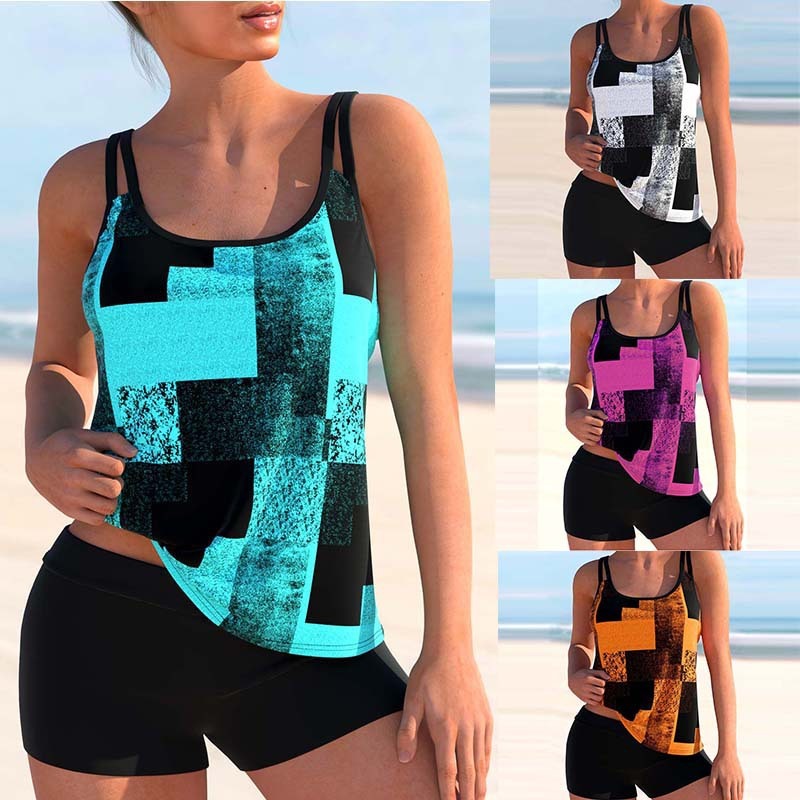 Split Size Swimsuit, Women's Tankini Slim, Belly Length, Leg Length, Conservative European and American Swimsuit