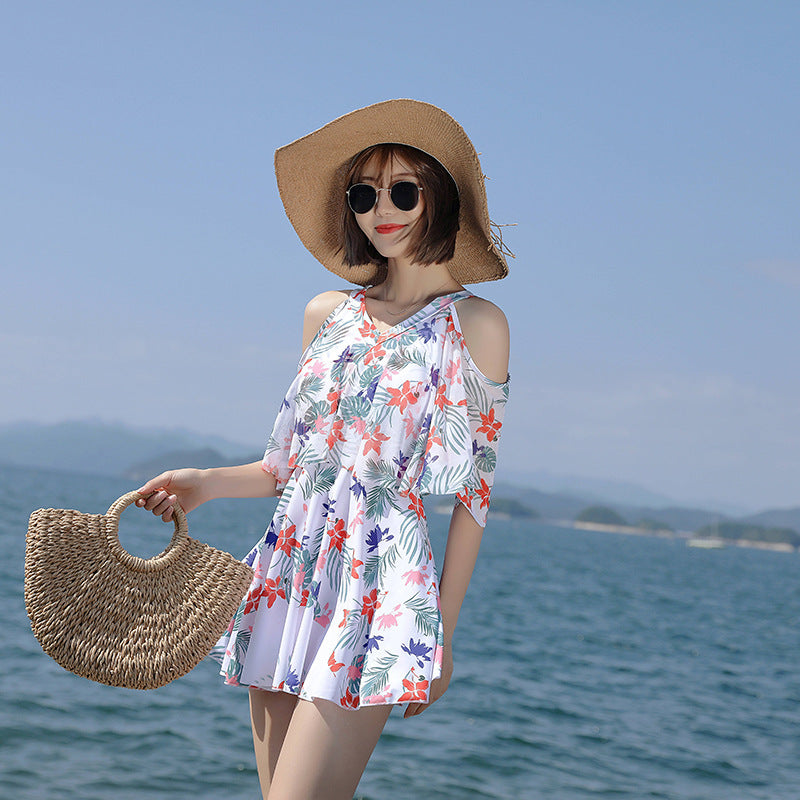 Beach Swimwear Korean Women's Split Swimsuit Conservative Beach Beauty Back Swimsuit
