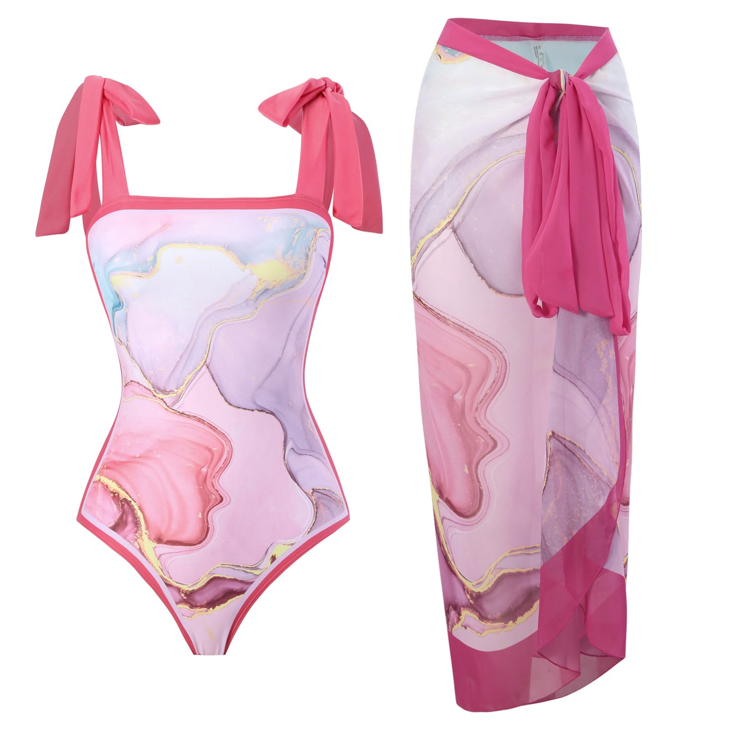 Fashion Sexy One Piece Swimsuit Skirt Vintage Print Women Swimwear Cover Up Beach Summer Monokini Dress Bath Suit