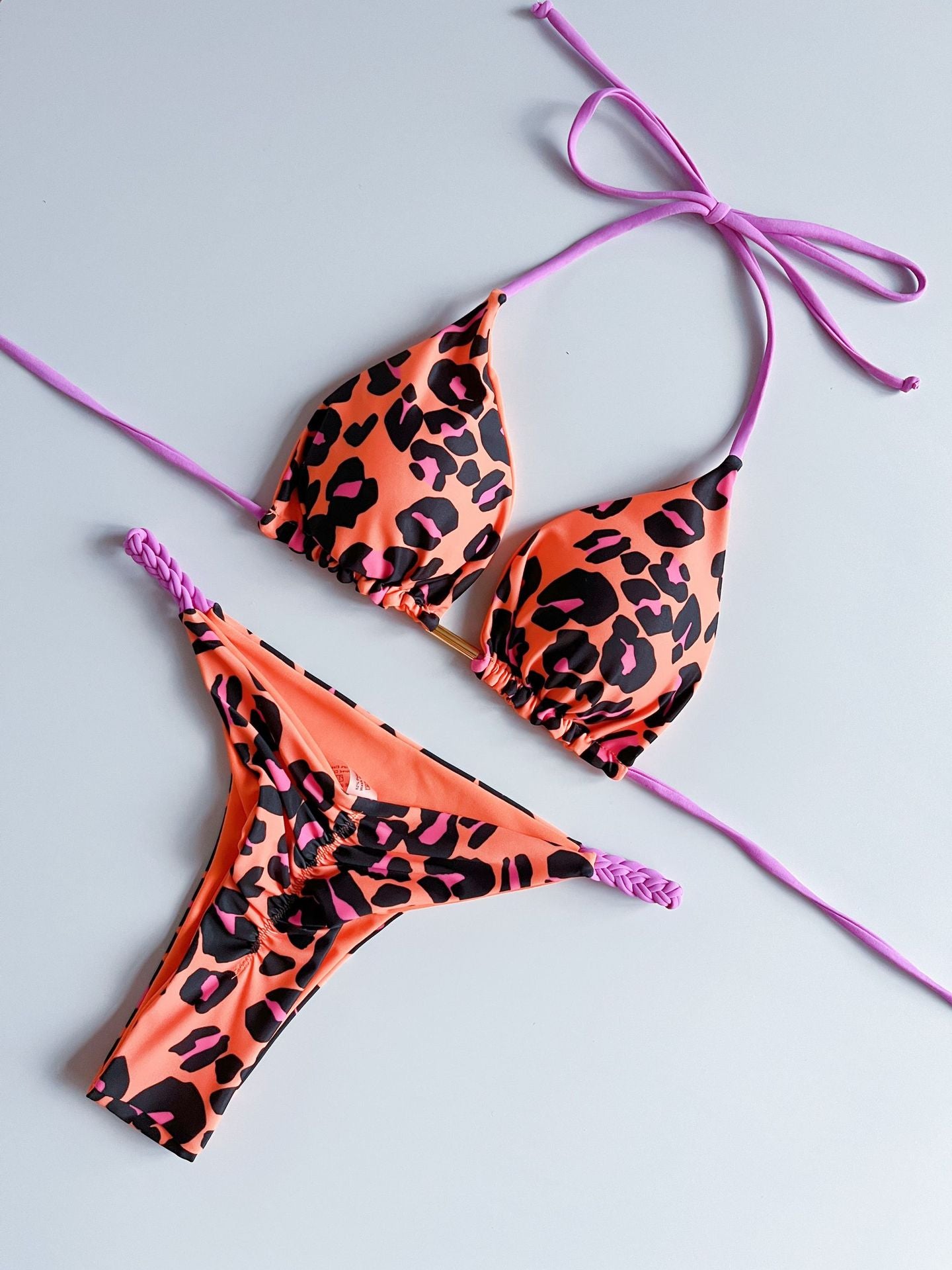Bikini suit with split piece braided rope bikini swimsuit for women