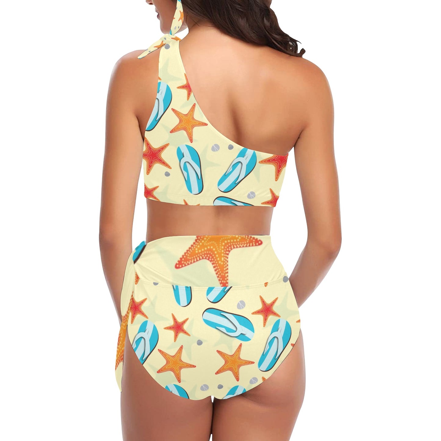 High Waisted One Shoulder Bikini Set (S16)