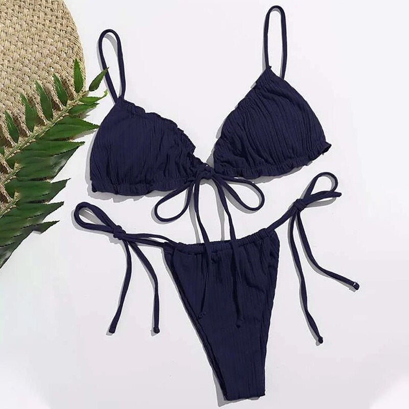 Para Praia Sexy Bikini Brazilian Swimsuit Women Bandage Swimwear Thong Bikini Set