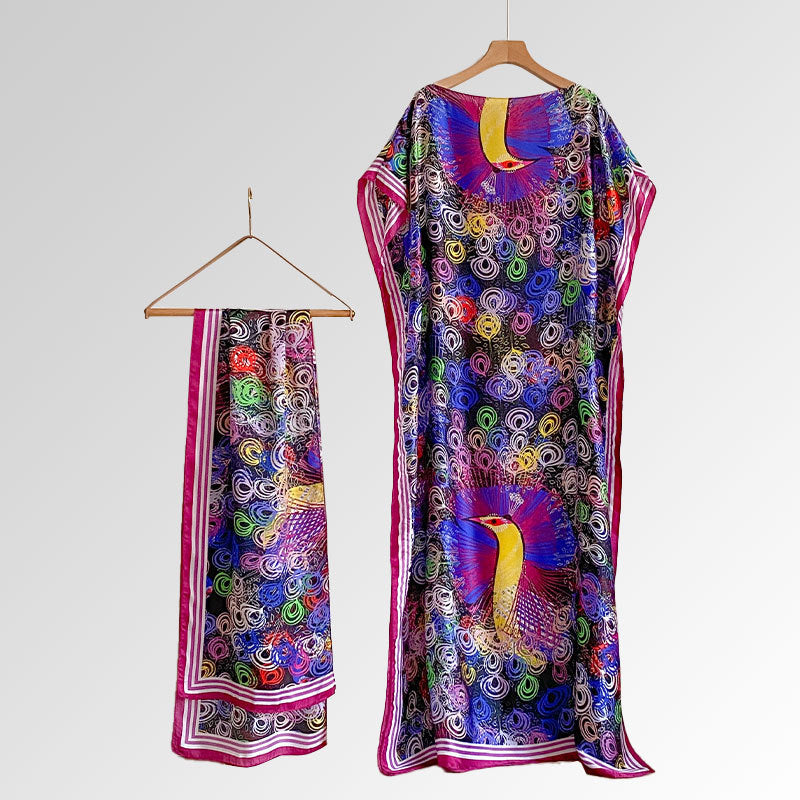 Beach vacation simulation silk scarf cover up brocade sun protection clothing women's shawl