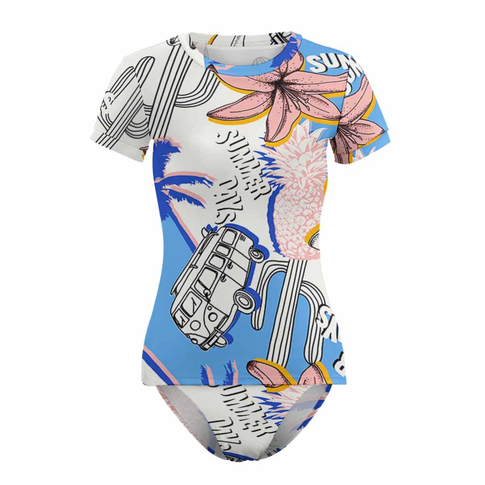 Short Sleeve Two Piece Bikini Swimsuit