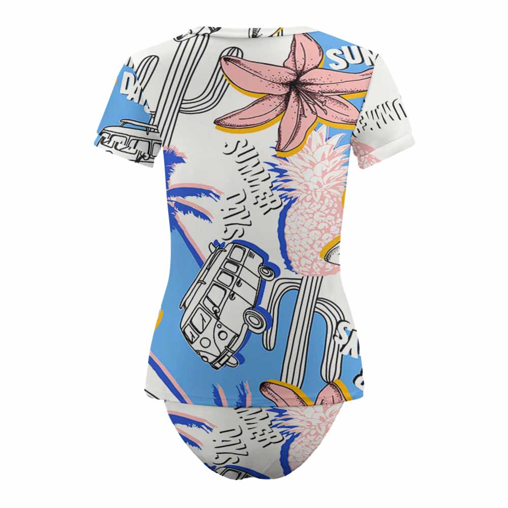 Short Sleeve Two Piece Bikini Swimsuit